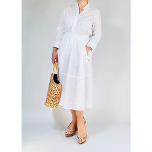 Women's Sonia Bogner
 White Pleated Ramie Skirt Size US 8